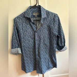 Men’s EXPRESS Navy print button up. Fitted XS 13-13.5  Worn once or twice.
